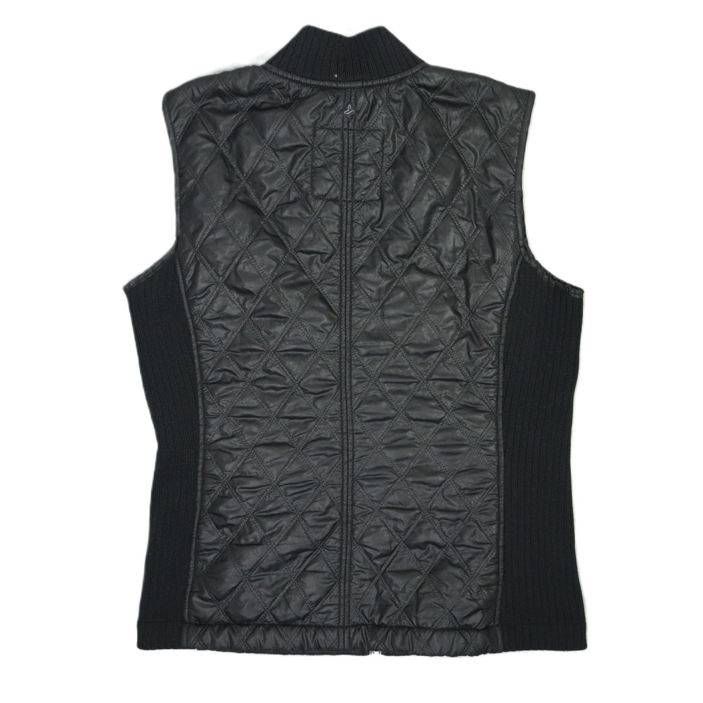 prAna Diva Vest Women's Medium Black Quilted Insulated Zip Front Mock Neck - Picture 2 of 5